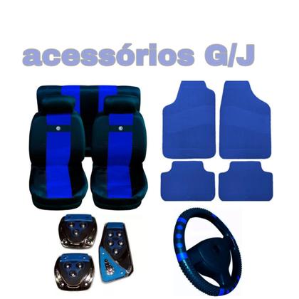 Imagem de kit n3  capa p banco couro azul+acessórios Variant