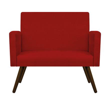 Imagem de Kit Namoradeira, 02 Poltronas Beatriz e 02 Puff Sofia Palito Tabaco Suede Vermelho - DAMAFFÊ MÓVEIS