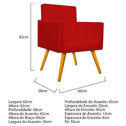 Imagem de Kit Namoradeira, 02 Poltronas Beatriz e Puff Sofia Palito Mel Sala de Estar Corano Vermelho