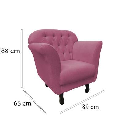 Imagem de Kit Namoradeira + 1 Poltrona Decorativa Dália Suede Rosa Pés Madeira Ms Decor