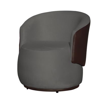 Imagem de Kit Namoradeira + 2 Poltronas Decorativa Beatriz Orgânica Composê Couro Marrom Suede Cinza Ms Decor