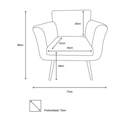 Imagem de Kit Namoradeira + 2 Poltronas Decorativa Sabrina Suede Bege Pés Madeira Mz Decor