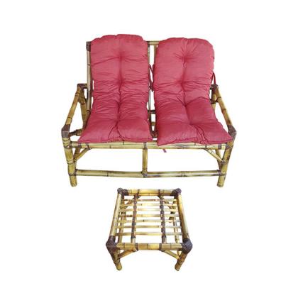 Imagem de Kit Namoradeira Com Mesinha De Bambu E Almofadas P/ Varanda