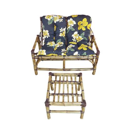 Imagem de Kit Namoradeira Com Mesinha De Bambu E Almofadas P/ Varanda