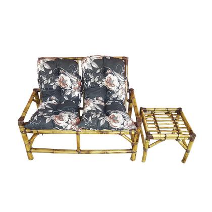 Imagem de Kit Namoradeira Com Mesinha De Bambu E Almofadas P/ Varanda