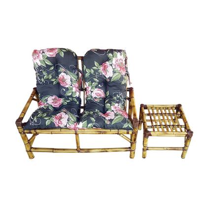 Imagem de Kit Namoradeira Com Mesinha De Bambu E Almofadas P/ Varanda