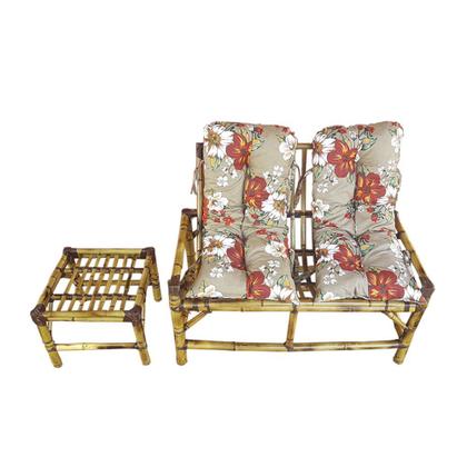 Imagem de Kit Namoradeira Com Mesinha De Bambu E Almofadas P/ Varanda