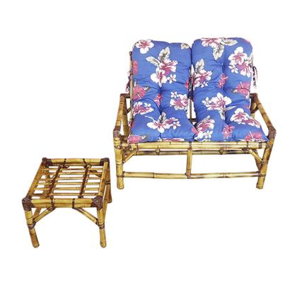 Imagem de Kit Namoradeira Com Mesinha De Bambu E Almofadas P/ Varanda