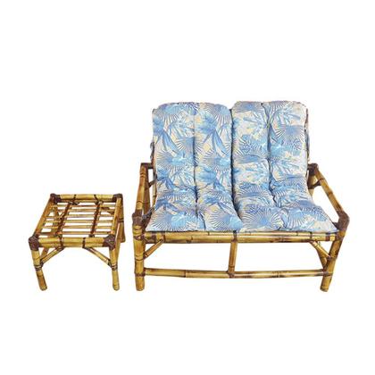 Imagem de Kit Namoradeira Com Mesinha De Bambu E Almofadas P/ Varanda