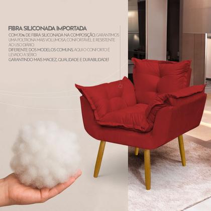 Imagem de Kit Namoradeira Decorativa Para Sala + 2 Poltronas Reforçadas Para Amamentação Alice Suede Cores Pé Castanho