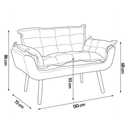 Imagem de Kit Namoradeira Decorativa Para Sala + 2 Poltronas Reforçadas Para Amamentação Alice Suede Cores Pé Castanho