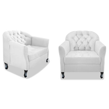 Imagem de Kit Namoradeira e 02 Poltrona Julia A02 Suede - Doce Sonho Móveis