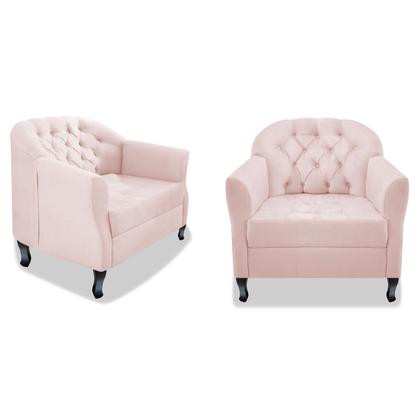 Imagem de Kit Namoradeira e 02 Poltrona Julia A02 Suede - Doce Sonho Móveis