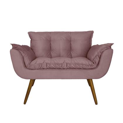 Imagem de Kit Namoradeira e 2 Poltronas Estofadas Hall de Entrada Opala Suede Rosê - LM DECOR