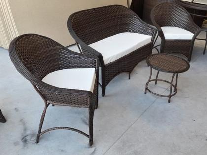 Imagem de Kit Namoradeira E Poltrona Em Fibra Sintética Para Sala de Estar Jardim Varanda Varanda Fibras