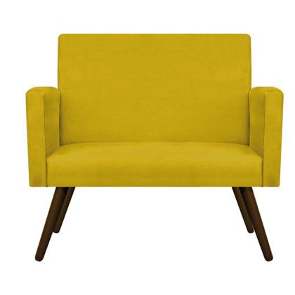 Imagem de Kit Namoradeira, Poltrona Arenzza e Puff Sofia Palito Tabaco Sala de Espera Suede Amarelo - DAMAFFÊ MÓVEIS