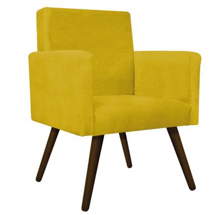 Imagem de Kit Namoradeira, Poltrona Arenzza e Puff Sofia Palito Tabaco Sala de Espera Suede Amarelo - DAMAFFÊ MÓVEIS