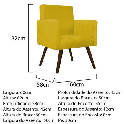 Imagem de Kit Namoradeira, Poltrona Arenzza e Puff Sofia Palito Tabaco Sala de Espera Suede Amarelo - DAMAFFÊ MÓVEIS