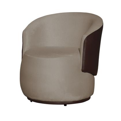 Imagem de Kit Namoradeira + Poltrona Decorativa Beatriz Orgânica Composê Couro Marrom Suede Capuccino Ms Decor