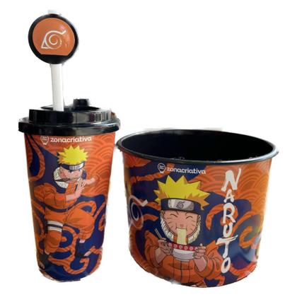 Imagem de Kit Naruto Almofada Balde Pipoca Copo Canudo Enfeite Personalizado Fibra Veludo - Zonacriativa