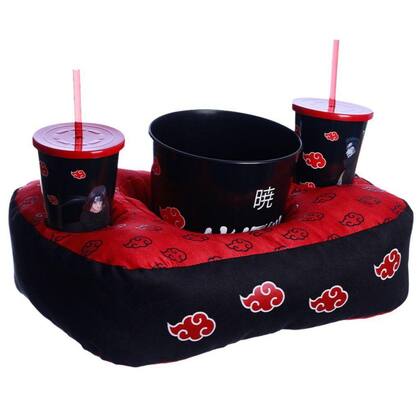 Imagem de Kit Naruto Nuvens Akatsuki Almofada Suede + Balde Pipoca + 2 Copos Oficial VIZ - Zona Criativa