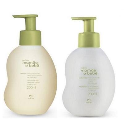 Imagem de kit Natura Mamãe e bebê shampoo e condicionador sabonete liquido e colônia relaxante