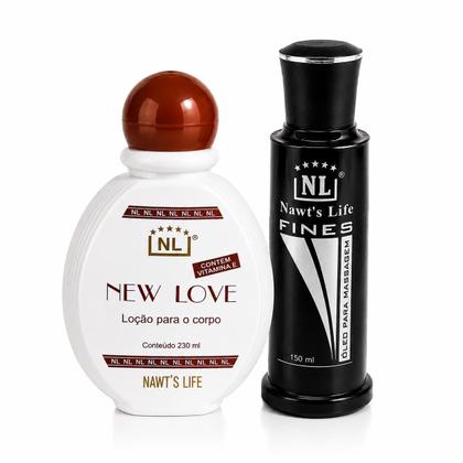 Imagem de Kit New Love Fines Nawts Life  Hidratante Corporal 230ml Óleo para Massagem 150ml  Hidratação e Relaxamento