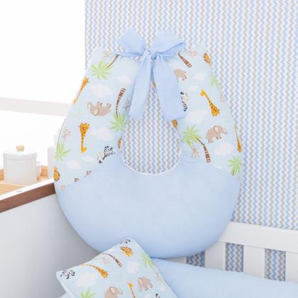 Imagem de Kit Ninho Redutor com Almofada Amamentação para Bebê Menino Safari Azul