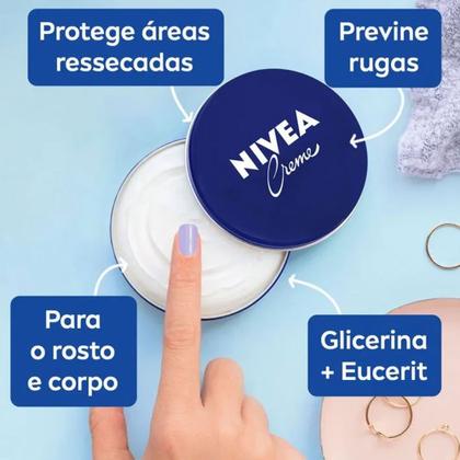 Imagem de Kit Nivea Care Creme Hidratante Latinha Azul 56g + Hidratante Facial Beleza Radiante 7 em 1 100g