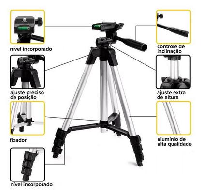 Imagem de Kit Nível a Laser Verde 20 Metros Recarregável com Tripé Giratório 360 e Suporte Magnético Profissional