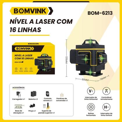 Imagem de Kit Nível Laser 360 16 Linhas Verde + Tripé Articulado 1,20m