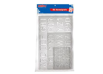 Imagem de Kit Normógrafo Cristal 3 Réguas De Letras e Números c/ 03 Pacotes - Waleu