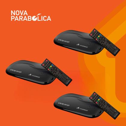 Imagem de KIT Nova Antena Parabólica + 3 Receptores VX10 + LNBF Quádruplo + 3 Cabos 15mts