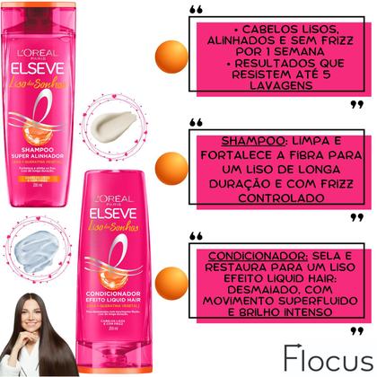 Imagem de Kit Novo Liso dos Sonhos Sérum Leave In Prova de Umidade Elseve Loreal Paris Efeito Liquid Hair