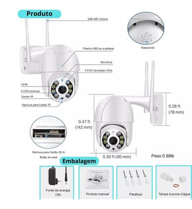 Imagem de Kit NVR 4 Câmeras IP Wifi Speed Dome Full HD 1080p Visão Noturna CFTV