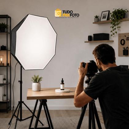 Imagem de Kit Octabox Tudoprafoto 70cm com LED Bicolor 85w Bivolt e Tripé 2m