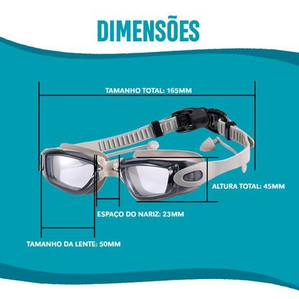 Imagem de Kit Óculos de Natação 5 Em 1 Cinza