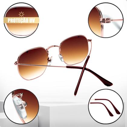 Imagem de Kit Óculos de Sol Clássico Hexagonal + Viseira Moda Praia Verão Esporte