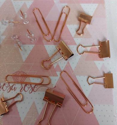 Imagem de Kit office prendedores, clips, alfinetes Rose Gold 45 unid - BRW