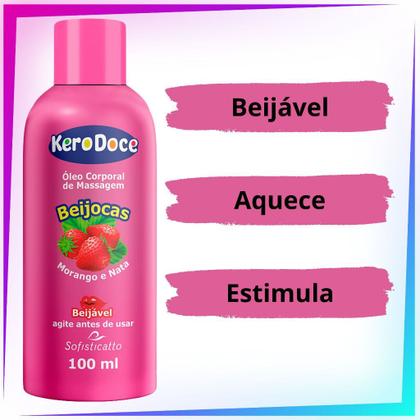 Imagem de Kit Óleo Corporal para Massagem Íntima Sensual Kero Doce Beijocas - 2 Unidades