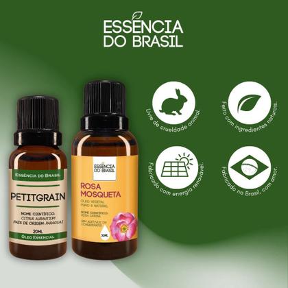 Imagem de Kit Óleo Essen. Petitgrain 20Ml + Vegetal Rosa Mosqueta 30Ml