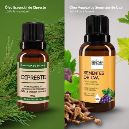 Imagem de Kit Óleo Essencial Cipreste 20Ml + Vegetal Sementes Uva 30Ml