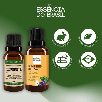 Imagem de Kit Óleo Essencial Cipreste 20Ml + Vegetal Sementes Uva 30Ml