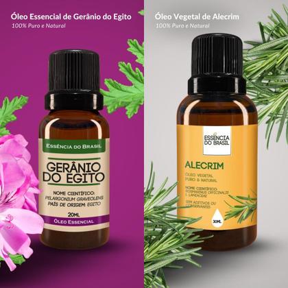 Imagem de Kit Óleo Essencial Gerânio 20ml + Óleo Vegetal Alecrim 30ml
