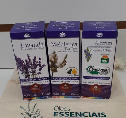 Imagem de Kit  Óleo Essencial Melaleuca (Tea Tree), Lavanda e Alecrim 10ml WNF - 100% Puros e Naturais - Aromaterapia