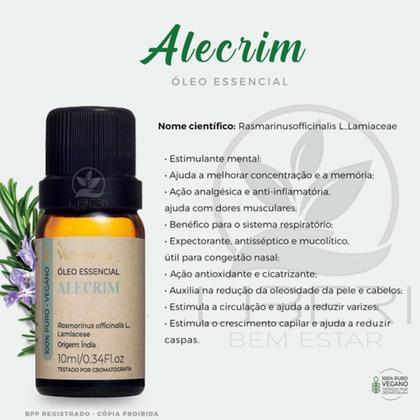 Imagem de Kit Óleo Essencial Via Aroma Melhora Respiração Sinusite Bronquite Alecrim Menta Eucaliptus