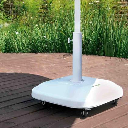 Imagem de Kit Ombrelone Madeira Positano 3m Bagum Sombreiro Jardim Bege Base Quadrada 37Kg - Belfix