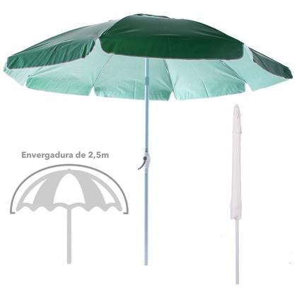 Imagem de Kit Ombrelone Maresias 2,5m Bagum Alumínio Articulado Manivela Com Base Dobrável Verde - Belfix