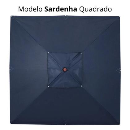 Imagem de Kit Ombrelone Sardenha 2,05m Azul Jardim + Base Branca 18 L / 22 Kg Bel