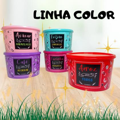 Imagem de Kit Organizador Alimentos de Cozinha 5 Potes Estampados Porta Mantimentos